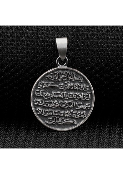 Nazar Dualı Ayetel Kürsi ve 925 Ayar Gümüş Erkek Kolye Ucu