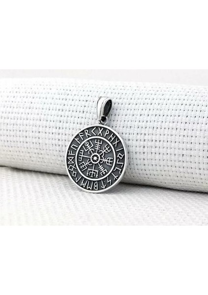 Viking Vegvisir Pusulası 925 Ayar Gümüş Erkek Kolye Ucu