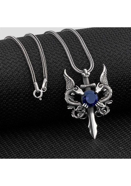 Ejderha Tsarımlı 925 Ayar Gümüş Erkek Kolye