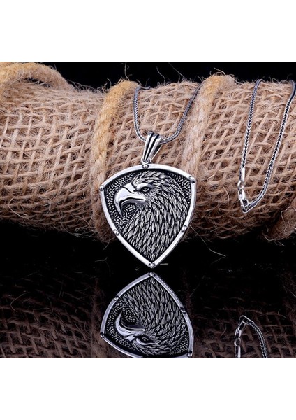 Kartal Motifli 925 Ayar Gümüş Erkek Kolye