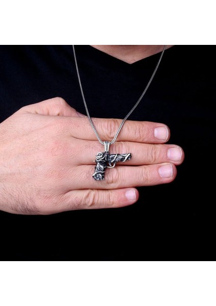 Gul Desenli 14 Lü Model 925 Ayar Gümüş Erkek Kolye