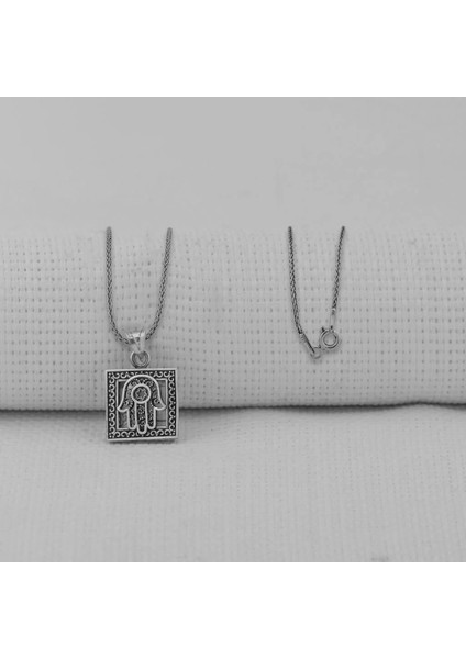 Fatma Ana Eli Kebir Dualı 925 Ayar Gümüş Erkek Kolye