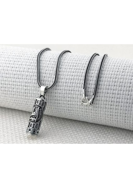 Ehlibeyt Yazılı Cevşeni Kebir Dualı 925 Ayar Gümüş Erkek Kolye