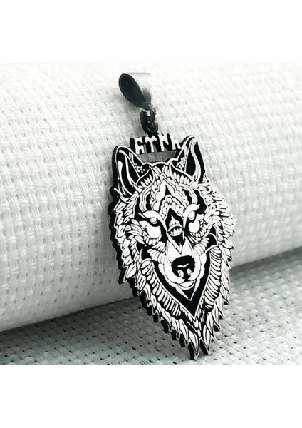Kurt Kafası Türk Yazılı 925 Ayar Gümüş Erkek Kolye Ucu