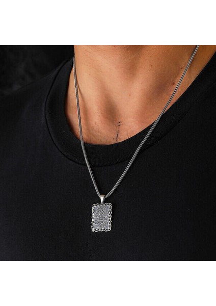 Ayetel Kursi Muskalık ve Çevşen 925 Ayar Gümüş Erkek Kolye