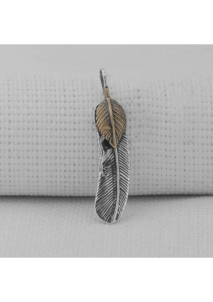 Tüy Motifli 925 Ayar Gümüş Erkek Kolye Ucu