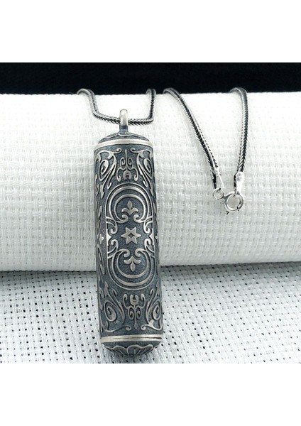Silindir Cevşeni Kebir Dualı 925 Ayar Gümüş Erkek Kolye