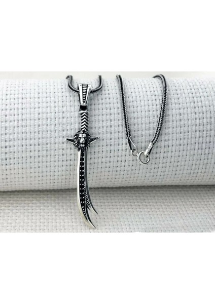 Aslan Tasarımlı Zulfikar 925 Ayar Gümüş Erkek Kolye Ucu