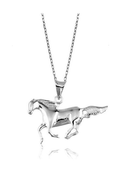 At Figürü 925 Ayar Gümüş Erkek Kolye