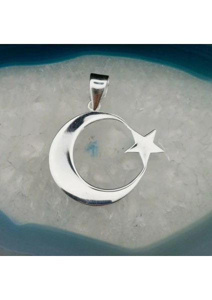 Ay Yıldızlı 925 Ayar Gümüş Erkek Kolye