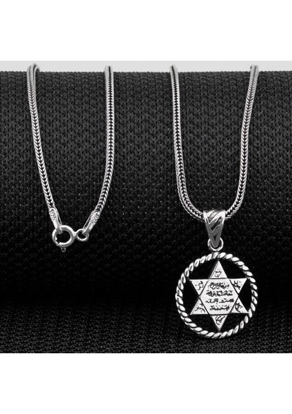 Süleyman Mührü 925 Ayar Gümüş Erkek Kolye