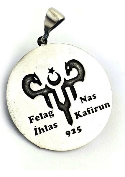 Ihlas Felak Nas Kafirun Sure Dualı 925 Ayar Gümüş Erkek Kolye Ucu