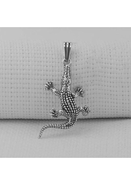 Timsah 925 Ayar Gümüş Erkek Kolye Ucu