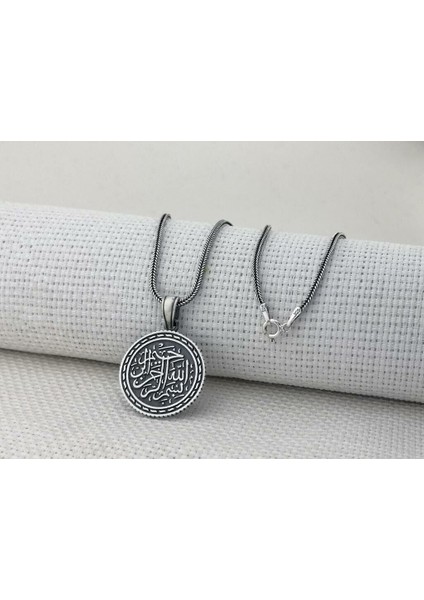 Besmelei I Şerif Dualı 925 Ayar Gümüş Erkek Kolye