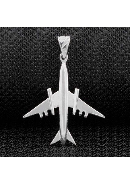 Uçak Tsarımlı 925 Ayar Gümüş Erkek Kolye Ucu