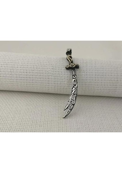 Zülfikar Figürlü Dualı 925 Ayar Gümüş Erkek Kolye