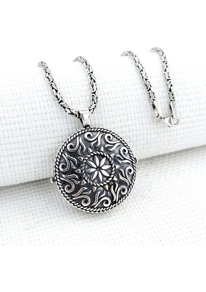 Yuvarlak Cevşen Muska Kabi 925 Ayar Gümüş Erkek Kolye