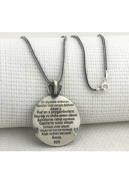 Göktürkce Yazılı Bozkurt 925 Ayar Gümüş Erkek Kolye