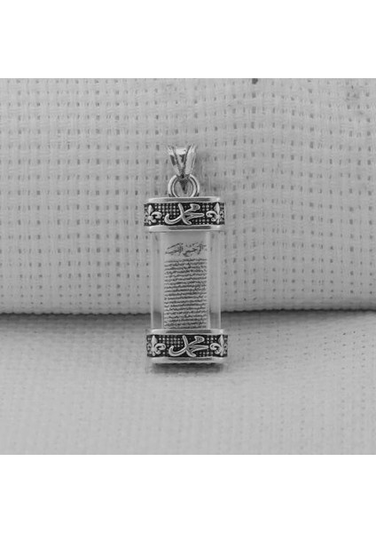Silindir Şekli Cevşeni Kebir Dualı 925 Ayar Gümüş Erkek Kolye Ucu