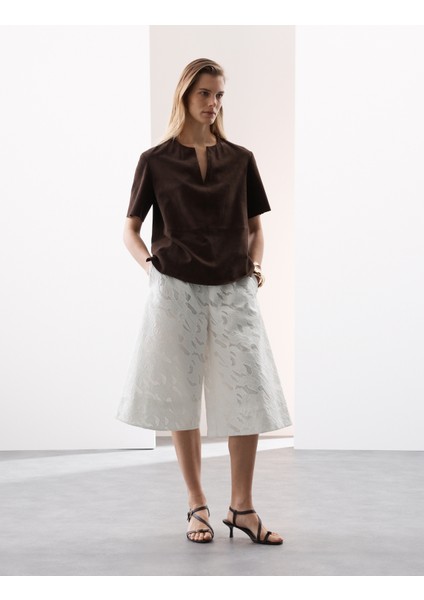 Saf Pamuklu Geniş Paça Culotte Pantolon