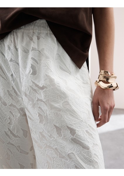 Saf Pamuklu Geniş Paça Culotte Pantolon