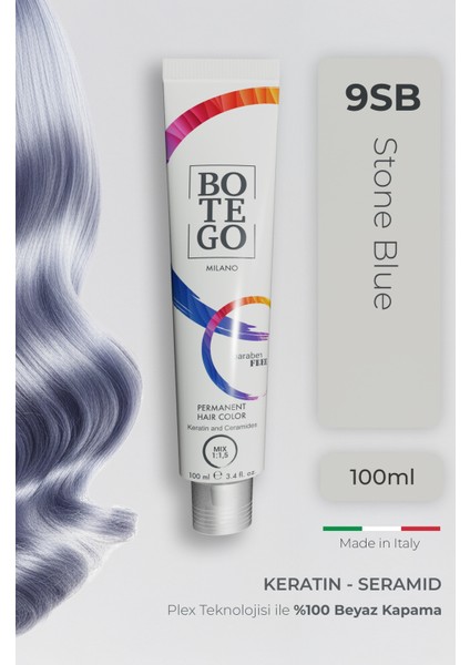 Metallic Shades Krem Saç Boyası - 9 Stone Blue 100 ml - Plex, Keratin, Seramid