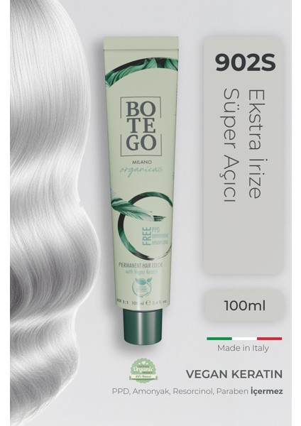 Organica Organik Saç Boyası - 902 S Ekstra İrize Süper Açıcı 100 ml - Amonyaksız, Kokusuz, Vegan