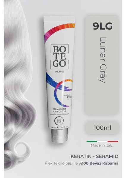 Metallic Shades Krem Saç Boyası - 9 Lunar Gray 100 ml - Plex, Keratin, Seramid