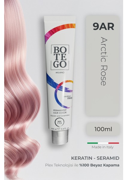 Metallic Shades Krem Saç Boyası - 9 Arctic Rose 100 ml - Plex, Keratin, Seramid