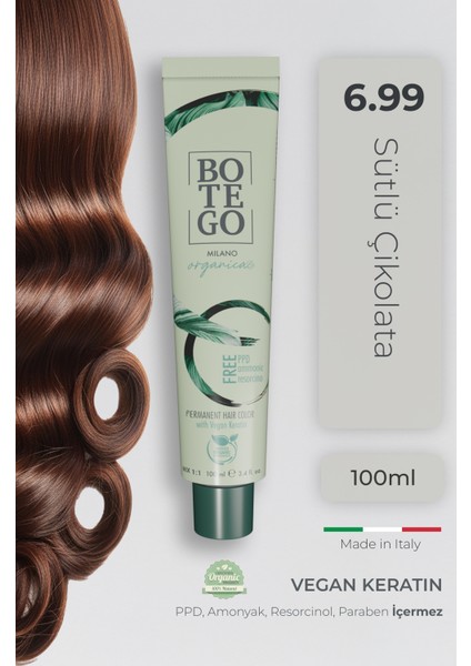 Organica Organik Saç Boyası - 6.99 Sütlü Çikolata 100 ml - Amonyaksız, Kokusuz, Vegan