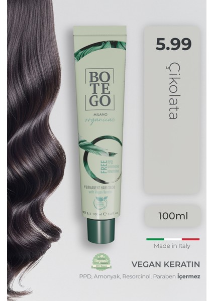 Organica Organik Saç Boyası - 5.99 Çikolata 100 ml - Amonyaksız, Kokusuz, Vegan