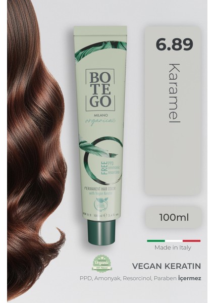 Organica Organik Saç Boyası - 6.89 Karamel 100 ml - Amonyaksız, Kokusuz, Vegan