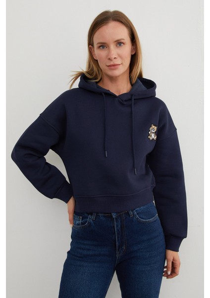 3 Iplik Ayıcık Nakışlı Kapüşonlu Sweatshirt modelleri