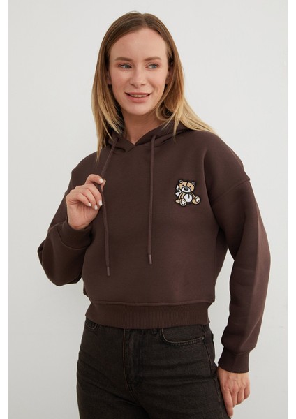 3 Iplik Ayıcık Nakışlı Kapüşonlu Sweatshirt modelleri
