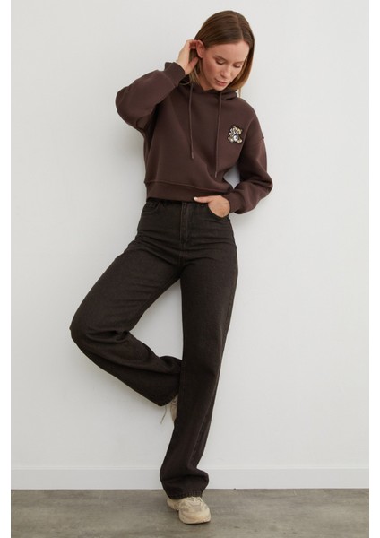 3 Iplik Ayıcık Nakışlı Kapüşonlu Sweatshirt