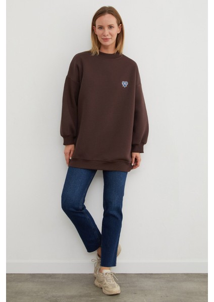 3 Iplik Kurdele Taş Işlemeli Oversize Sweatshirt fiyatları