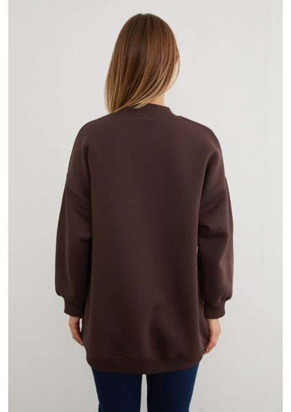 3 Iplik Kurdele Taş Işlemeli Oversize Sweatshirt