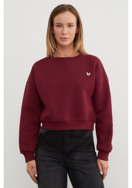 3 Iplik Metal Kelebek Aksesuarlı Sweatshirt fiyatları