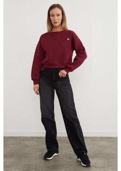 3 Iplik Metal Kelebek Aksesuarlı Sweatshirt fırsatları