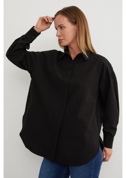 Basic Yırtmaçlı Oversize Gömlek indirimleri