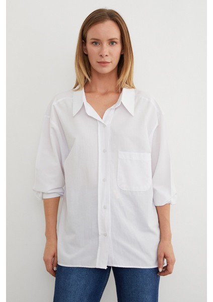 Basic Tek Cepli Oversize Gömlek fırsatları
