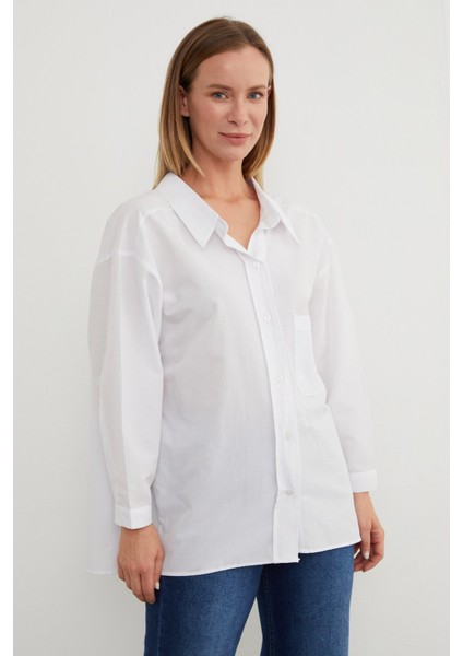 Basic Tek Cepli Oversize Gömlek
