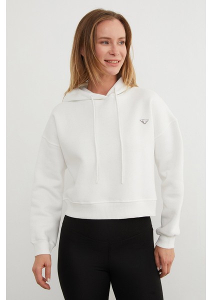 3 Iplik Üçgen Metal Armalı Kapüşonlu Sweatshirt