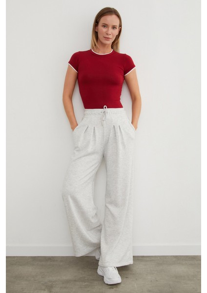 3 Iplik Beli Bağlamalı Palazzo Pantolon