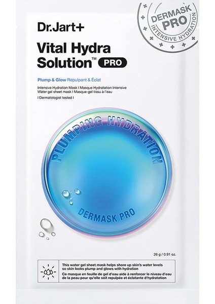 Dr. Jart Dermask Vital Hydra Solution Pro – Yoğun Nem Sağlayan ve Canlandırmaya Yardımcı Maske 26GM/.91OZ