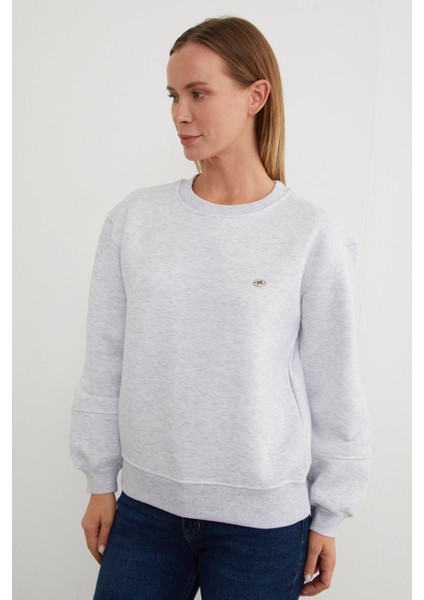 3 Iplik Metal Aksesuar Detaylı Sweatshirt