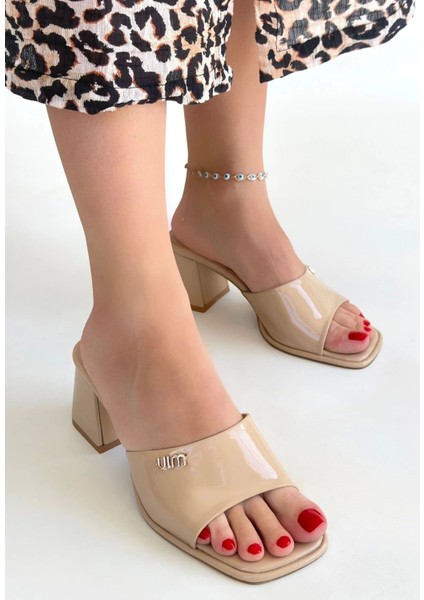 Miyon Bej Rugan Topuklu Terlik
