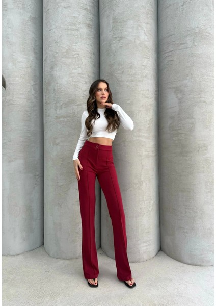 Önü Cumalı Ithal Krep Pantolon