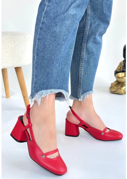 Jecci Kırmızı Cilt Topuklu Ayakkabı fiyatları