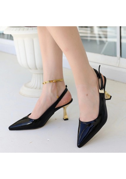 Zalin Siyah Rugan Topuklu Ayakkabı fırsatları
